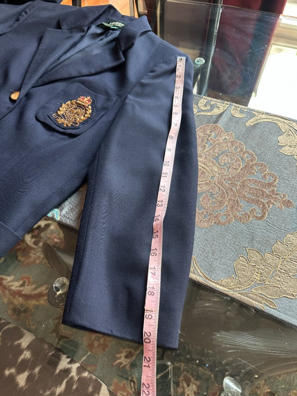 Lauren Ralph Lauren Navy Wool Blazer Gold Buttons 3d Crest Sz 12 - Picture 9 of 12